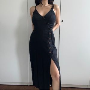 NWT Urban outfitters diagonal button down linen dress black XS